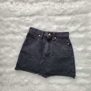 Madewell Women's Black Denim Factory Distressed Mini Skirt Size 24